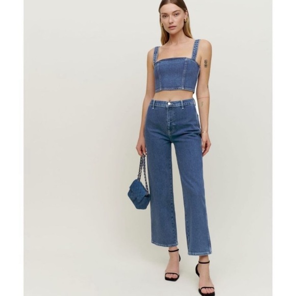 Reformation Denim - NWT Reformation Jeans Sunny Denim Set Wide Leg Jeans & Crop Top Size 8
